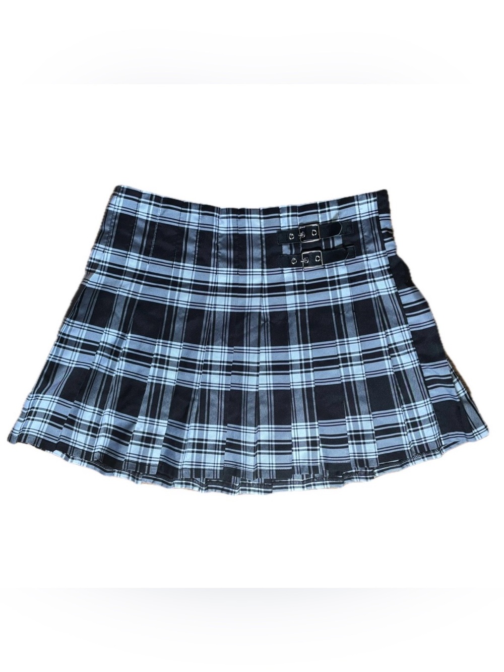 Black And White Plaid Pleated Mini Skirt JUNIORS Size XXL 19 Y2K School Girl